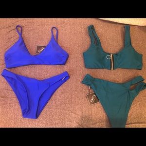 SET OF 2 Zaful Bikini Sets — Teal & Cobalt Blue